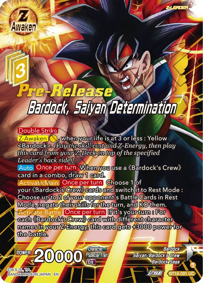 Bardock, Saiyan Determination (BT18-091) [Dawn of the Z-Legends Prerelease Promos] | The Time Vault CA
