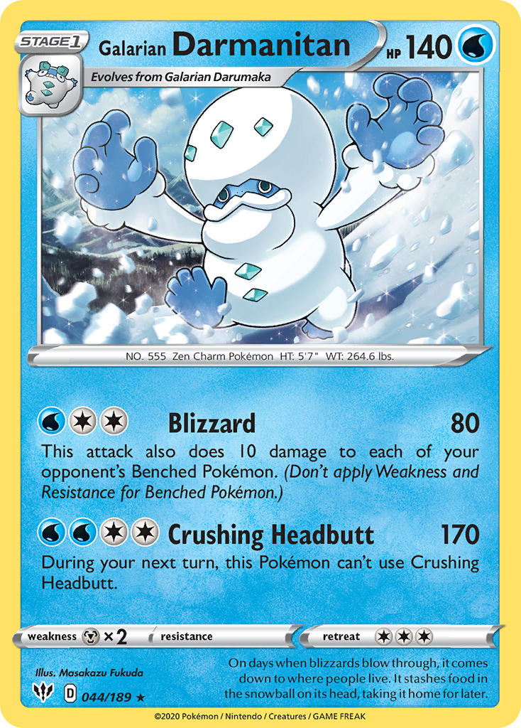 Galarian Darmanitan (044/189) (Cracked Ice Holo) (Theme Deck Exclusive) [Sword & Shield: Darkness Ablaze] | The Time Vault CA