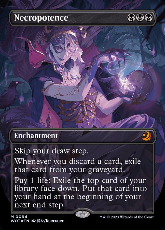 Necropotence (Anime Borderless) (Confetti Foil) [Wilds of Eldraine: Enchanting Tales] | The Time Vault CA
