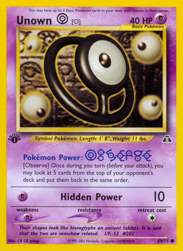 Unown [O] (69/75) [Neo Discovery 1st Edition] | The Time Vault CA