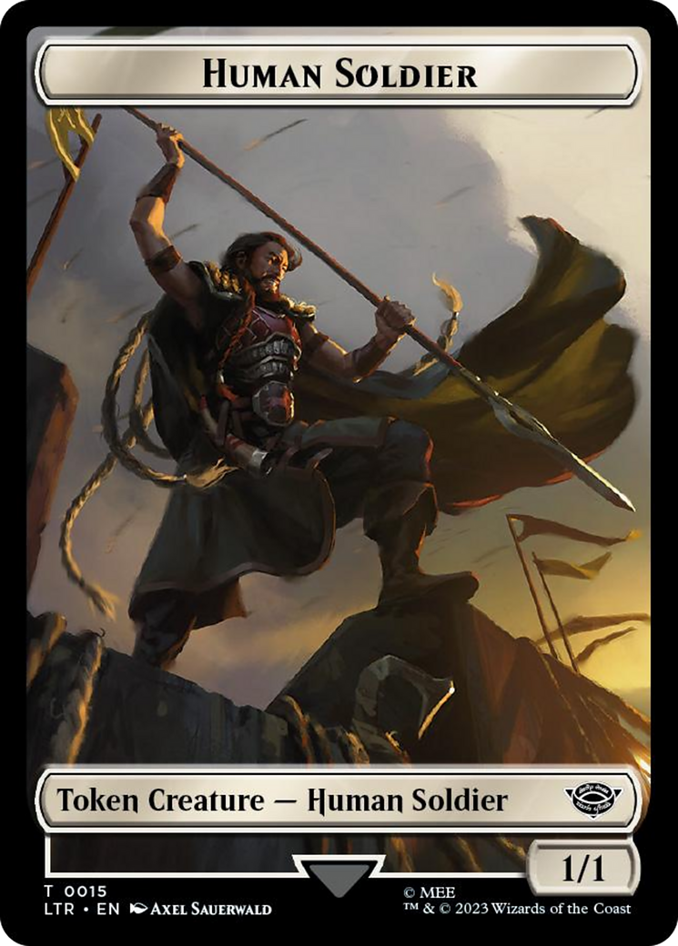 Human Soldier (0015) // Food (0024) Double-Sided Token (Surge Foil) [The Lord of the Rings: Tales of Middle-Earth Tokens] | The Time Vault CA