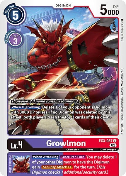 Growlmon [EX3-057] [Revision Pack Cards] | The Time Vault CA