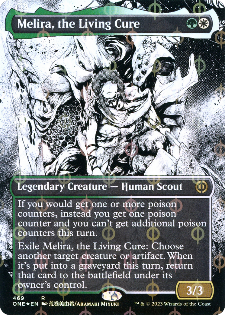 Melira, the Living Cure (Borderless Manga Step-and-Compleat Foil) [Phyrexia: All Will Be One] | The Time Vault CA