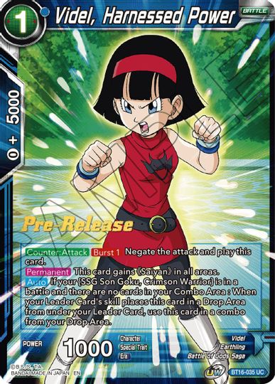 Videl, Harnessed Power (BT16-035) [Realm of the Gods Prerelease Promos] | The Time Vault CA