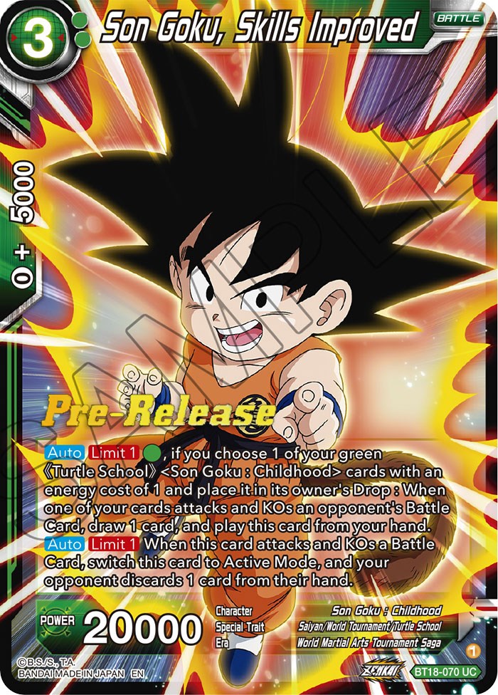 Son Goku, Skills Improved (BT18-070) [Dawn of the Z-Legends Prerelease Promos] | The Time Vault CA