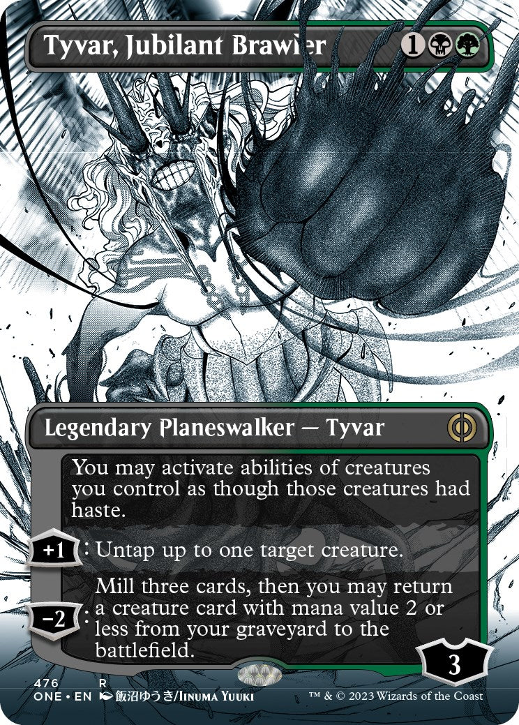 Tyvar, Jubilant Brawler (Borderless Manga Step-and-Compleat Foil) [Phyrexia: All Will Be One] | The Time Vault CA