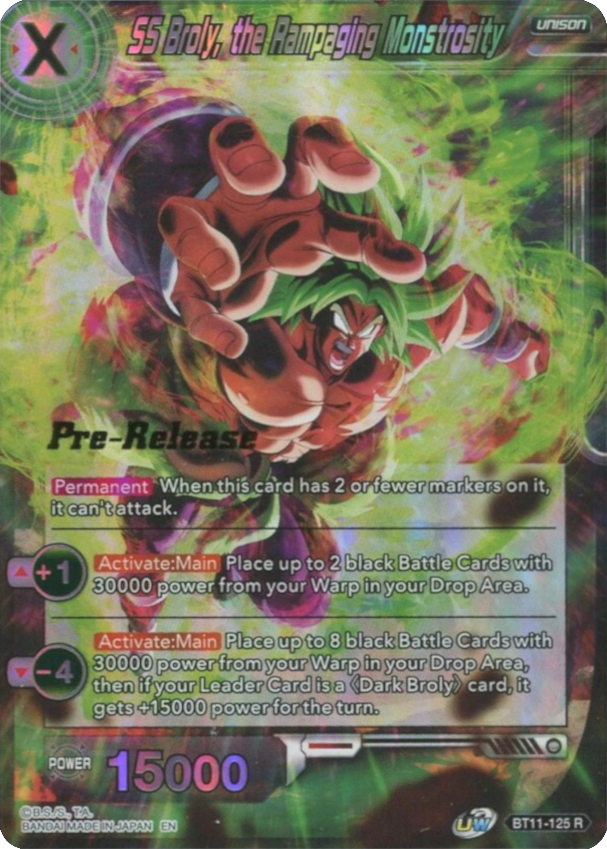 SS Broly, the Rampaging Monstrosity (BT11-125) [Vermilion Bloodline Prerelease Promos] | The Time Vault CA