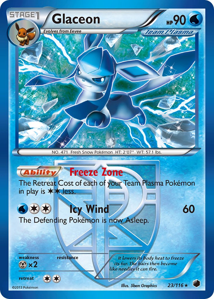 Glaceon (23/116) (Theme Deck Exclusive) [Black & White: Plasma Freeze] | The Time Vault CA