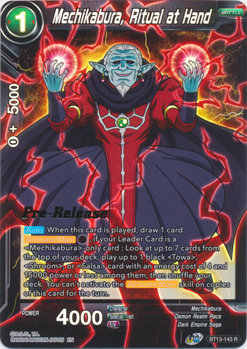 Mechikabura, Ritual at Hand (BT13-143) [Supreme Rivalry Prerelease Promos] | The Time Vault CA