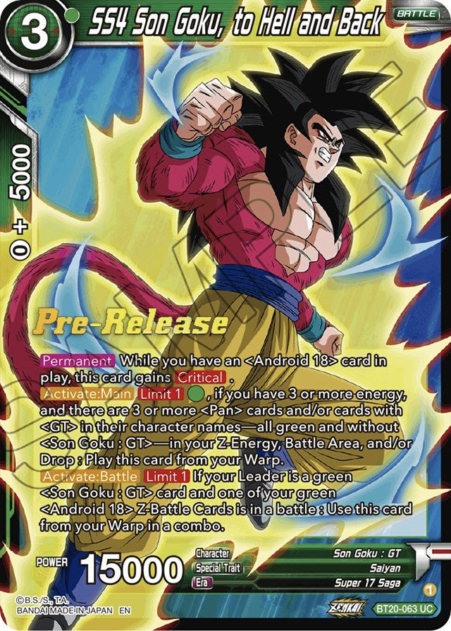 SS4 Son Goku, to Hell and Back (BT20-063) [Power Absorbed Prerelease Promos] | The Time Vault CA