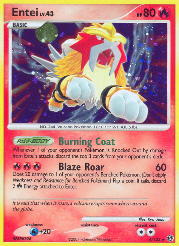 Entei (4/132) (Cracked Ice Holo) [Diamond & Pearl: Secret Wonders] | The Time Vault CA
