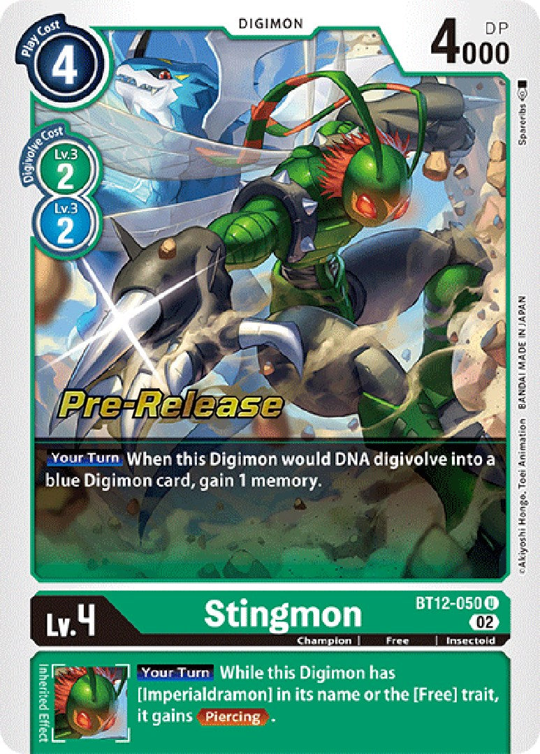 Stingmon [BT12-050] [Across Time Pre-Release Cards] | The Time Vault CA
