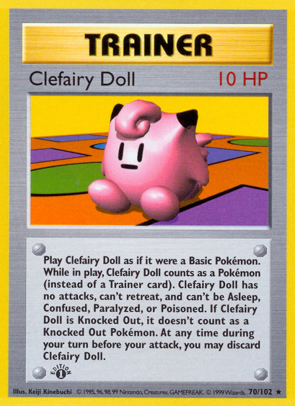 Clefairy Doll (70/102) (Shadowless) [Base Set 1st Edition] | The Time Vault CA