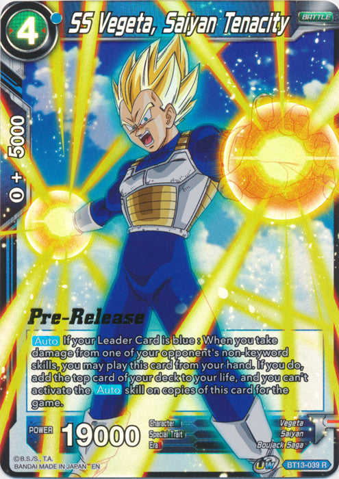 SS Vegeta, Saiyan Tenacity (BT13-039) [Supreme Rivalry Prerelease Promos] | The Time Vault CA