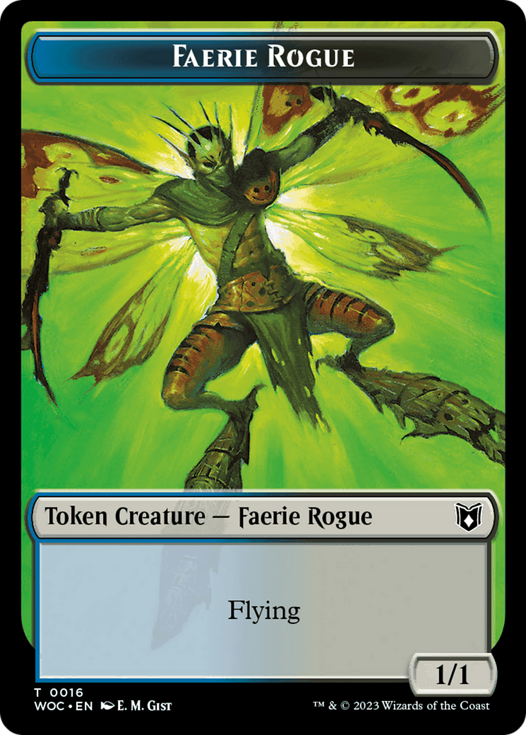 Faerie Rogue // Faerie (0016) Double-Sided Token [Wilds of Eldraine Commander Tokens] | The Time Vault CA