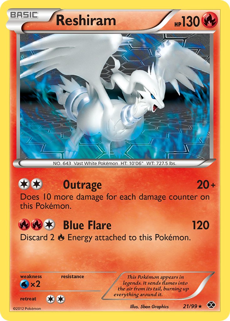 Reshiram (21/99) (Theme Deck Exclusive) [Black & White: Next Destinies] | The Time Vault CA