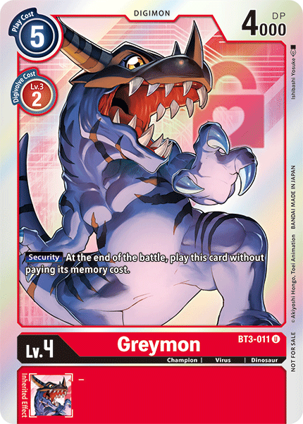 Greymon [BT3-011] (Buy-A-Box Promo) [Release Special Booster Ver.1.5 Promos] | The Time Vault CA