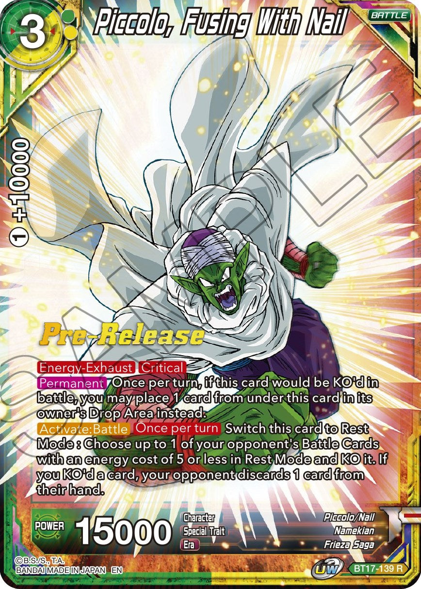 Piccolo, Fusing With Nail (BT17-139) [Ultimate Squad Prerelease Promos] | The Time Vault CA