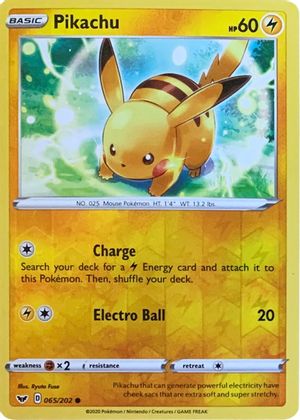 Pikachu (065/202) (Reverse Cosmos Holo) [Sword & Shield: Base Set] | The Time Vault CA