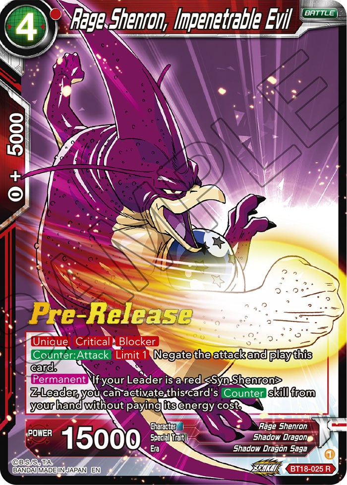 Rage Shenron, Impenetrable Evil (BT18-025) [Dawn of the Z-Legends Prerelease Promos] | The Time Vault CA