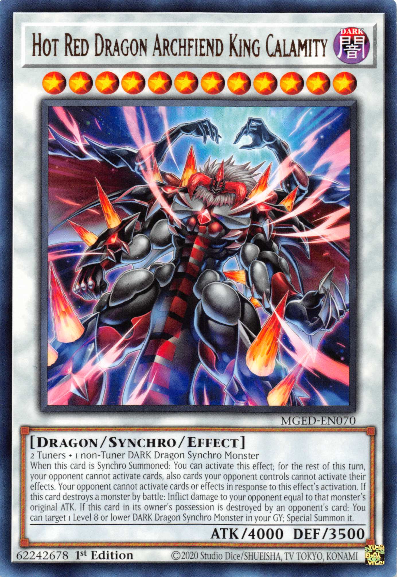 Hot Red Dragon Archfiend King Calamity [MGED-EN070] Rare | The Time Vault CA