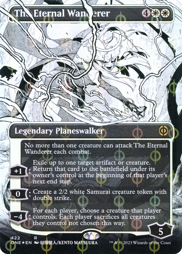 The Eternal Wanderer (Borderless Manga Step-and-Compleat Foil) [Phyrexia: All Will Be One] | The Time Vault CA