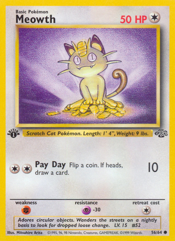 Meowth (56/64) [Jungle 1st Edition] | The Time Vault CA