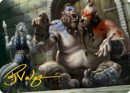 Ettin Art Card (Gold-Stamped Signature) [Dungeons & Dragons: Adventures in the Forgotten Realms Art Series] | The Time Vault CA
