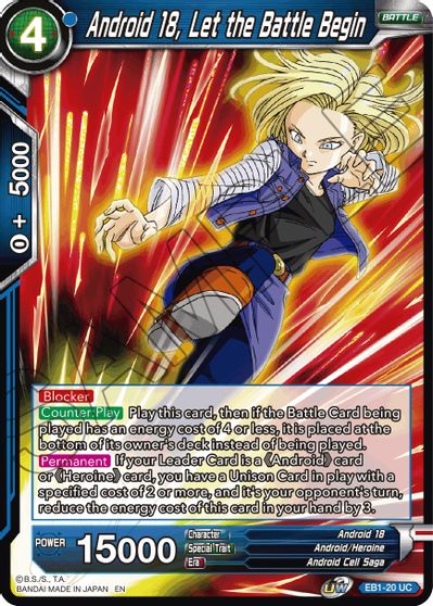Android 18, Let the Battle Begin (EB1-20) [Battle Evolution Booster] | The Time Vault CA