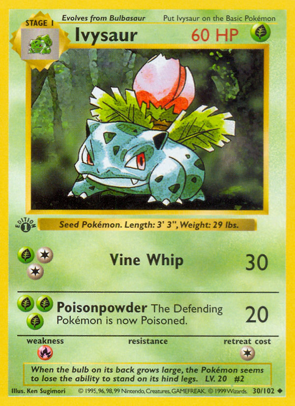 Ivysaur (30/102) (Shadowless) [Base Set 1st Edition] | The Time Vault CA