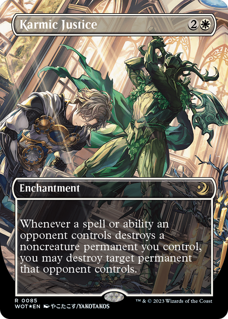 Karmic Justice (Anime Borderless) (Confetti Foil) [Wilds of Eldraine: Enchanting Tales] | The Time Vault CA