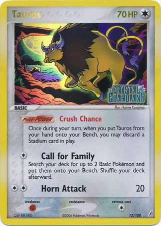 Tauros (12/100) (Stamped) [EX: Crystal Guardians] | The Time Vault CA