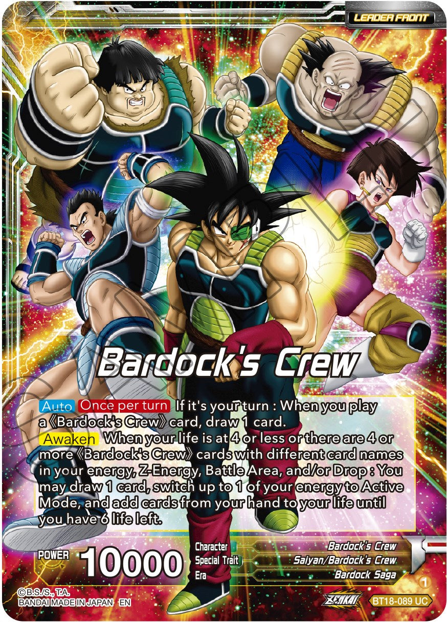 Bardock's Crew // Bardock, Inherited Will (BT18-089) [Dawn of the Z-Legends] | The Time Vault CA