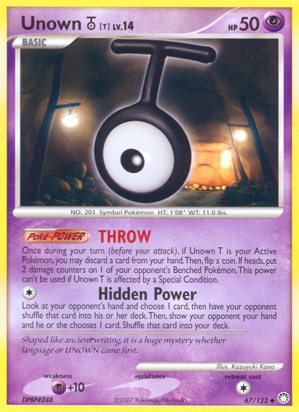 Unown T (67/123) [Diamond & Pearl: Mysterious Treasures] | The Time Vault CA