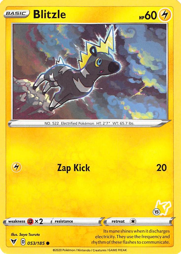 Blitzle (053/185) (Pikachu Stamp #15) [Battle Academy 2022] | The Time Vault CA