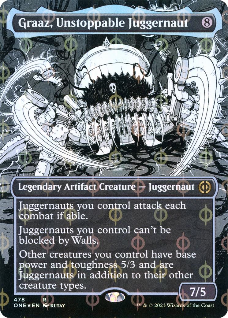 Graaz, Unstoppable Juggernaut (Borderless Manga Step-and-Compleat Foil) [Phyrexia: All Will Be One] | The Time Vault CA