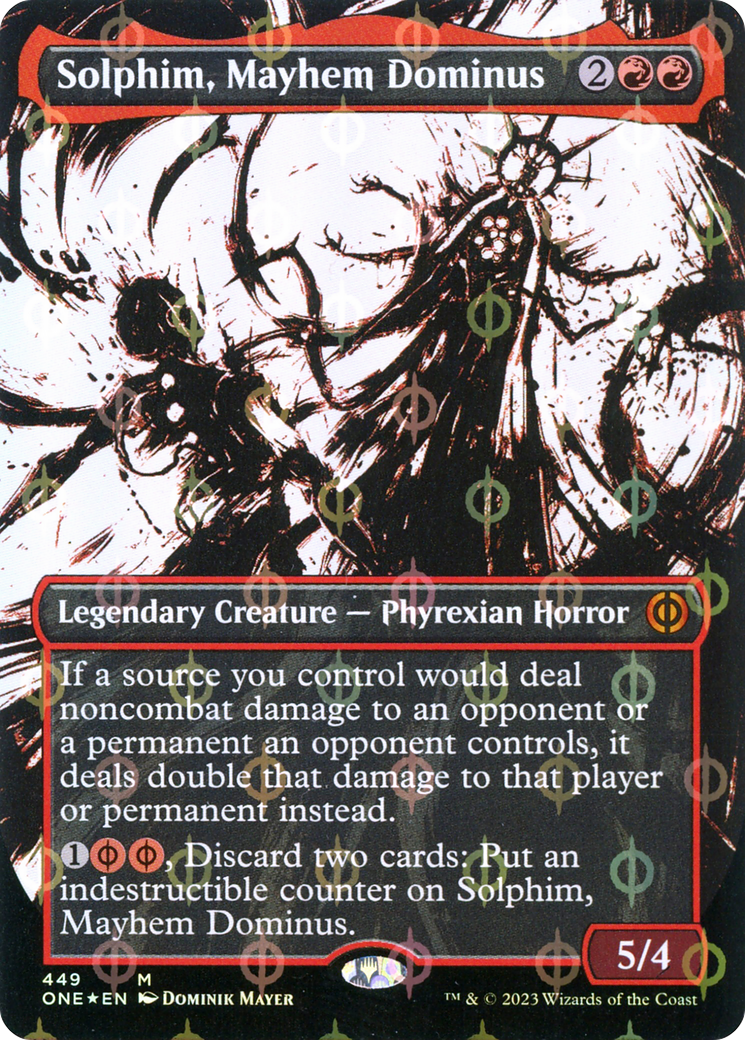 Solphim, Mayhem Dominus (Borderless Ichor Step-and-Compleat Foil) [Phyrexia: All Will Be One] | The Time Vault CA