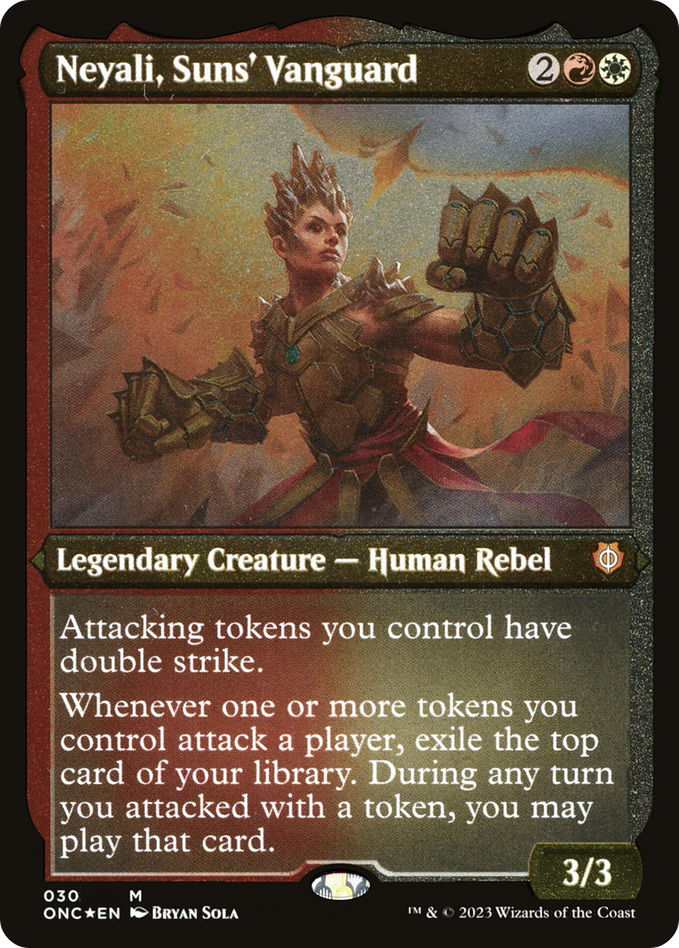 Neyali, Suns' Vanguard (Foil Etched) (Display Commander) [Phyrexia: All Will Be One Commander] | The Time Vault CA