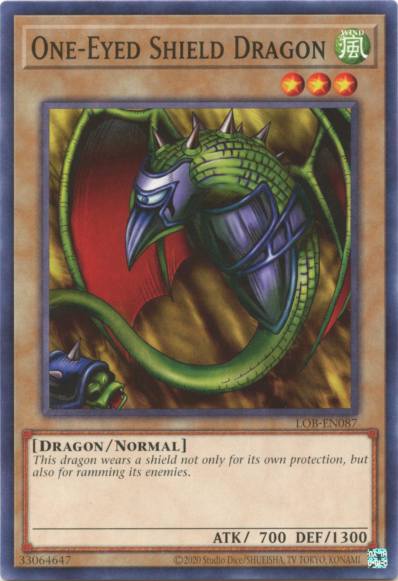 One-Eyed Shield Dragon (25th Anniversary) [LOB-EN087] Common | The Time Vault CA