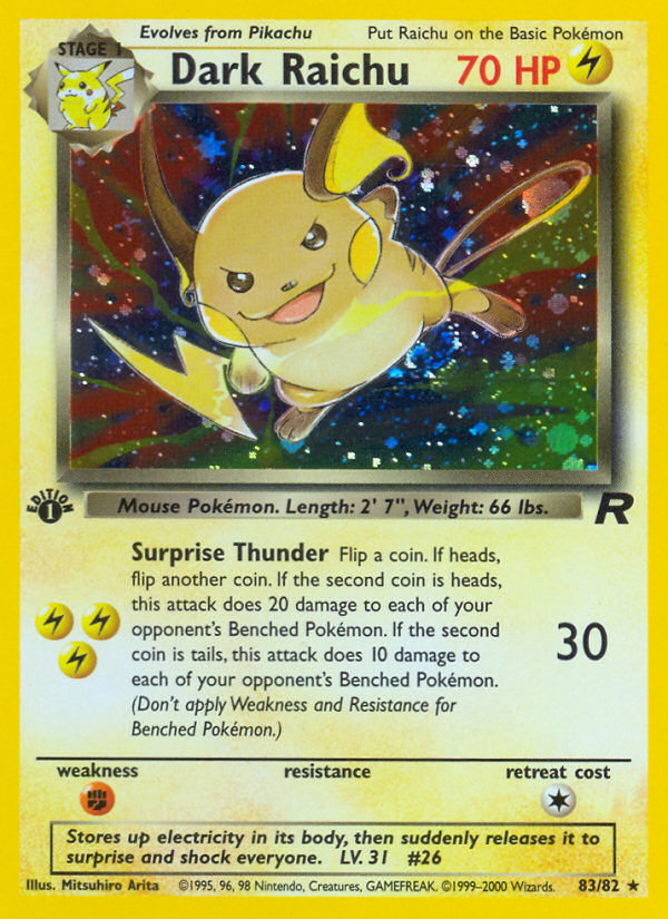 Dark Raichu (83/82) [Team Rocket 1st Edition] | The Time Vault CA