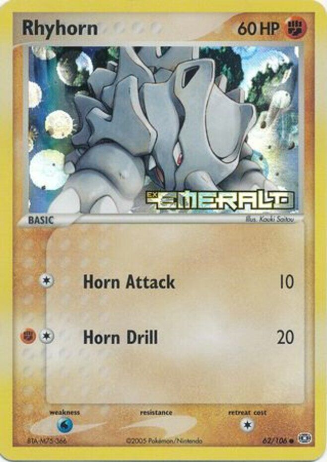 Rhyhorn (62/106) (Stamped) [EX: Emerald] | The Time Vault CA