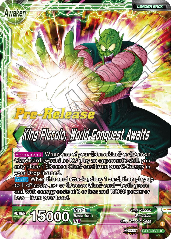 King Piccolo // King Piccolo, World Conquest Awaits (BT18-060) [Dawn of the Z-Legends Prerelease Promos] | The Time Vault CA