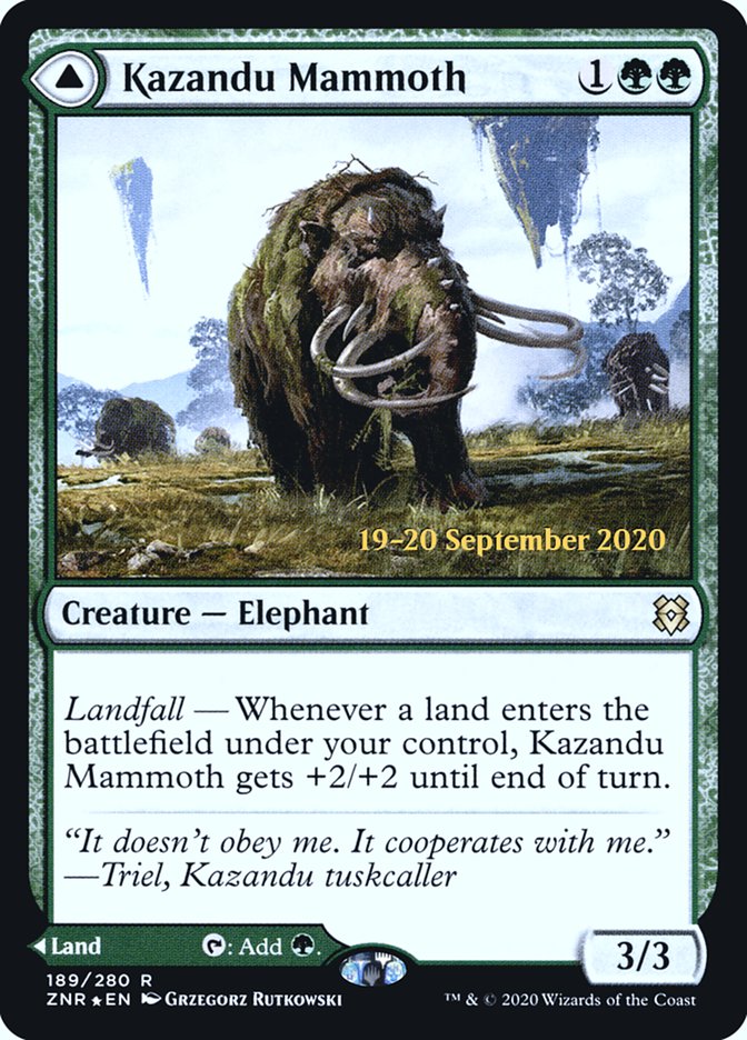 Kazandu Mammoth // Kazandu Valley  [Zendikar Rising Prerelease Promos] | The Time Vault CA