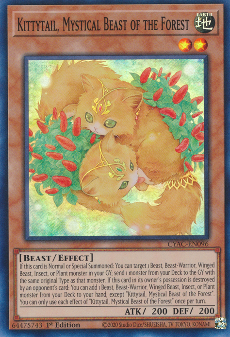 Kittytail, Mystical Beast of the Forest [CYAC-EN096] Super Rare | The Time Vault CA