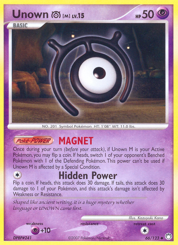 Unown M (66/123) [Diamond & Pearl: Mysterious Treasures] | The Time Vault CA