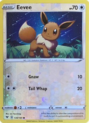 Eevee (130/185) (Reverse Cosmos Holo) [Sword & Shield: Vivid Voltage] | The Time Vault CA