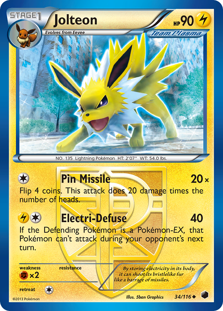 Jolteon (34/116) [Black & White: Plasma Freeze] | The Time Vault CA