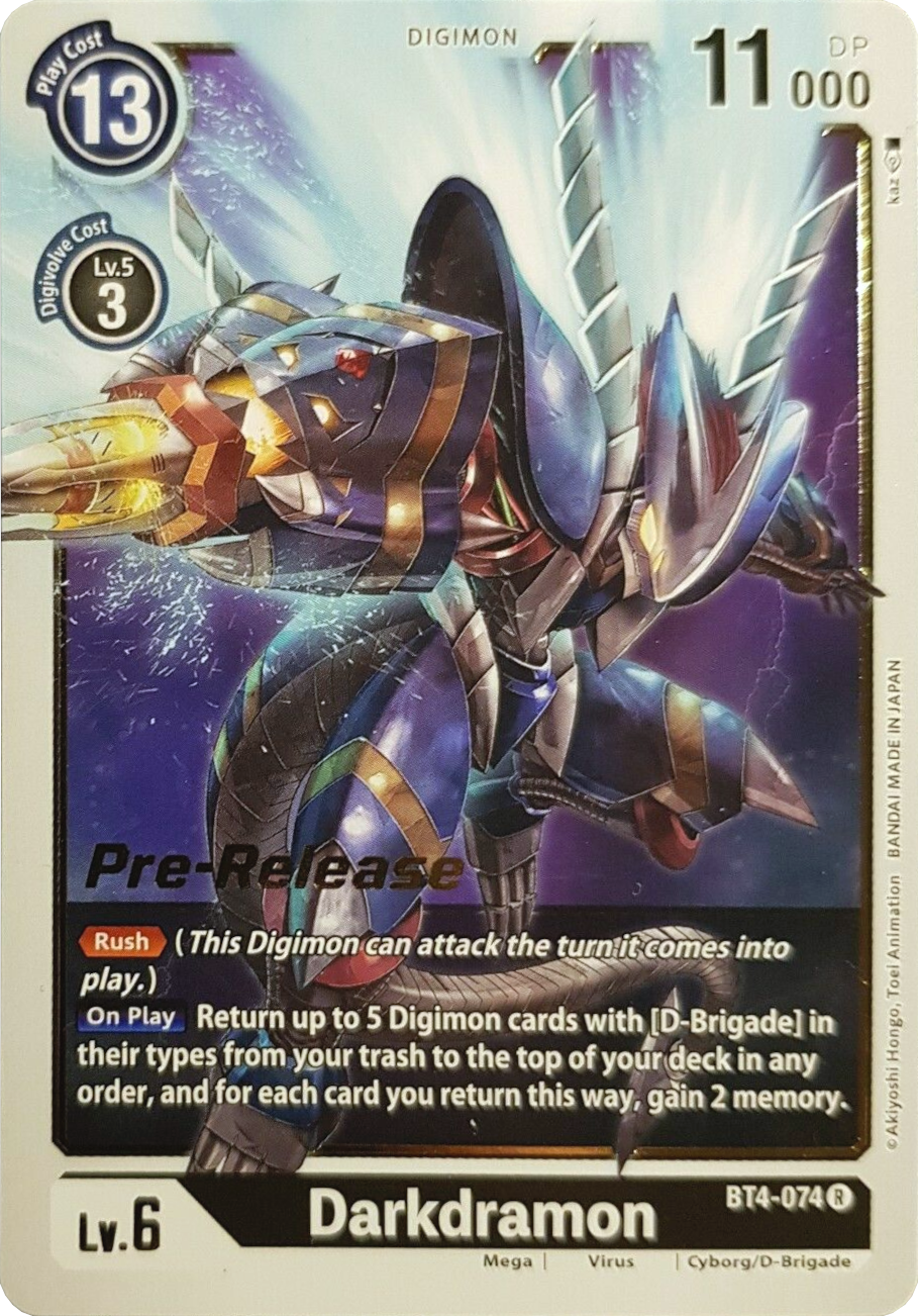 Darkdramon [BT4-074] [Great Legend Pre-Release Promos] | The Time Vault CA