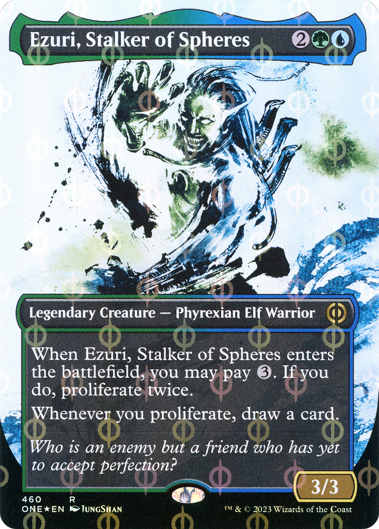 Ezuri, Stalker of Spheres (Borderless Ichor Step-and-Compleat Foil) [Phyrexia: All Will Be One] | The Time Vault CA