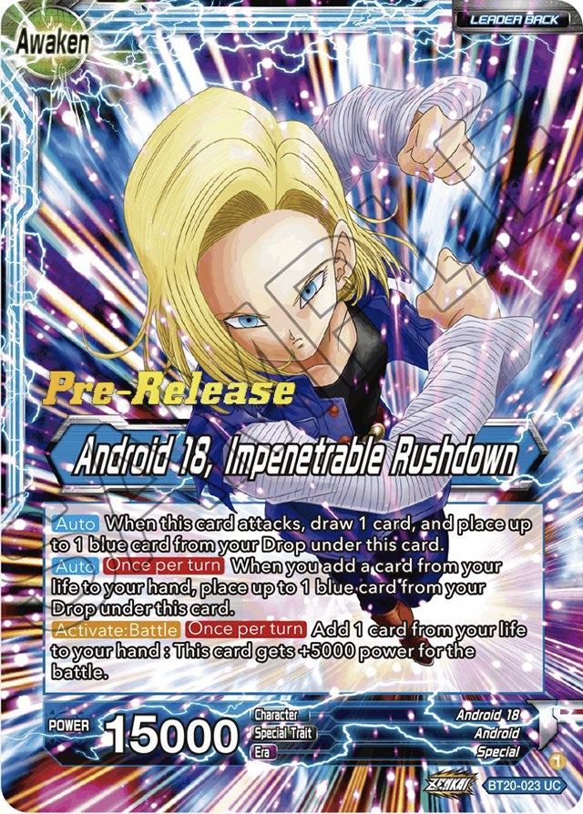 Android 18 // Android 18, Impenetrable Rushdown (BT20-023) [Power Absorbed Prerelease Promos] | The Time Vault CA